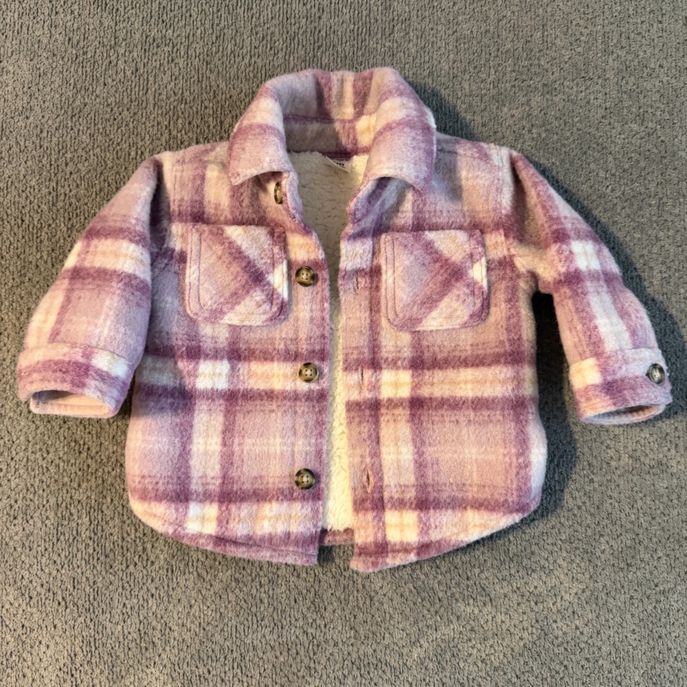 6 Month Carter's Purple and Cream Plaid Jacket So Warm and Cozy